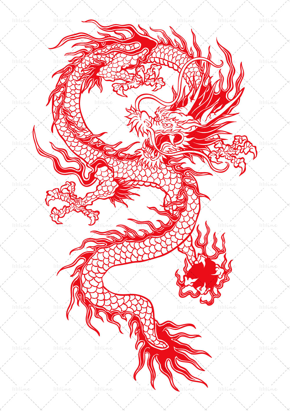 dragão com bola totem tattoo pattern vi eps pdf